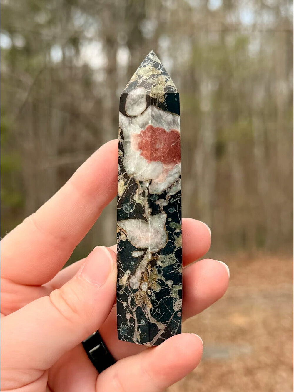 Natural Money Agate Wealth Abundance Crystal Point Tower Healing